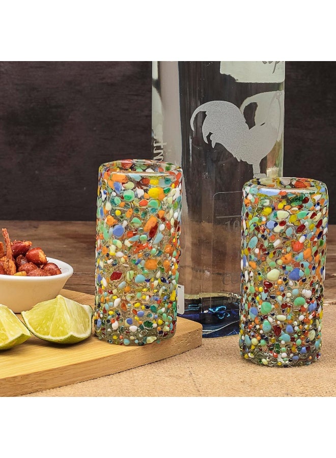 MEXTEQUIL - Authentic Mexican Tequila Shot Glasses - Tequila Set of shot glasses - 4 pcs - 2 Oz - Mexican Hand Blown Shot Glass (Confetti) - Image 5
